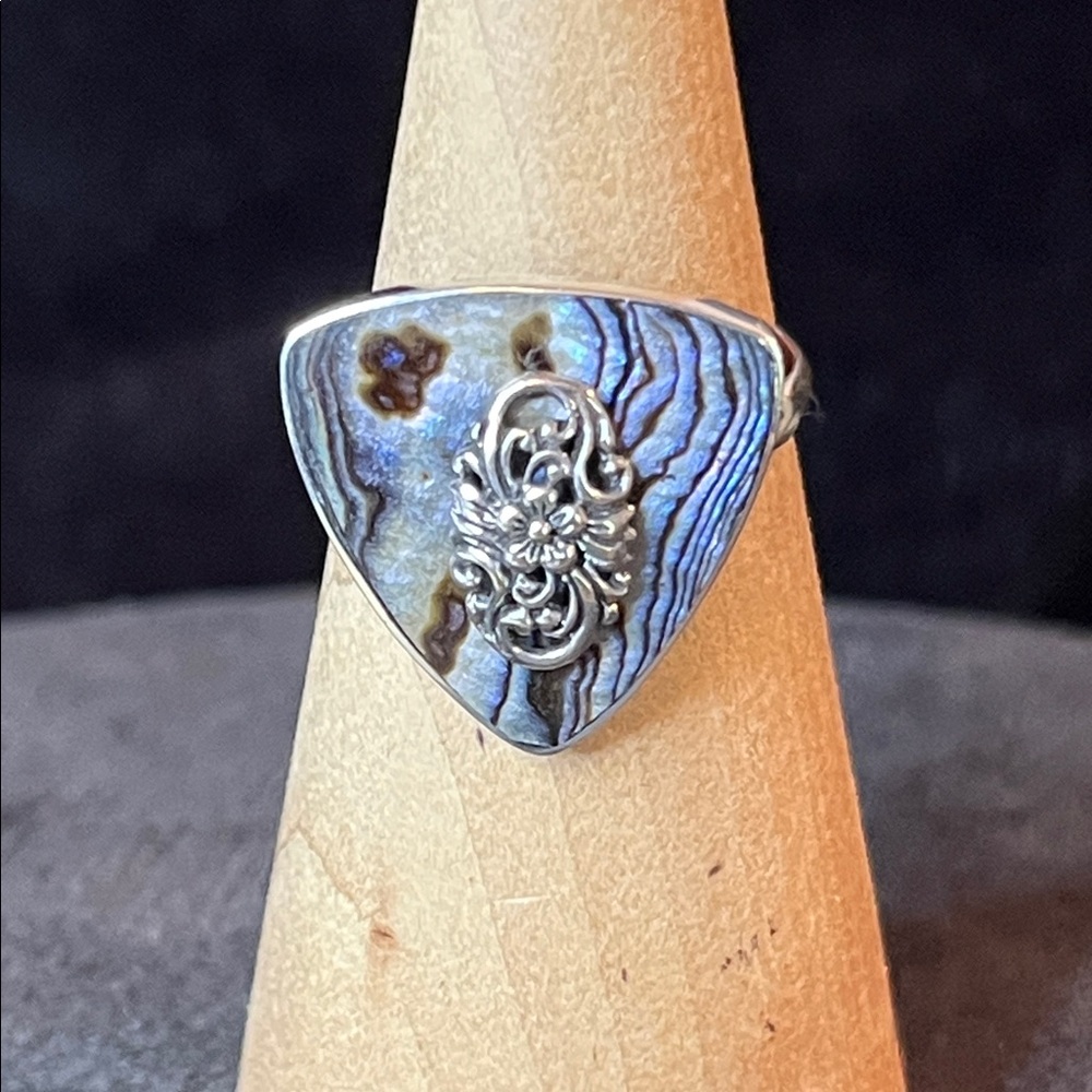 Abalone Triangle Ring in Sterling Silver size 8